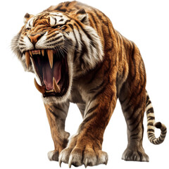 Fototapeta premium Majestic tiger showing powerful stance in a natural environment during daylight.