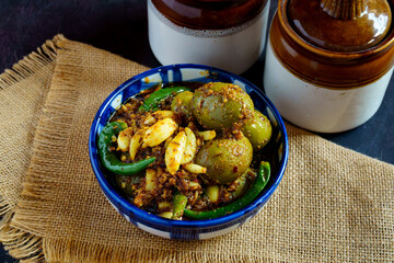 Indian Olive and Garlic Pickle | Jolpai Rosun-er Achar | Traditional Bengali Pickle | Spicy Tangy Achar with Garlic | Homemade Indian Preserved Pickle
