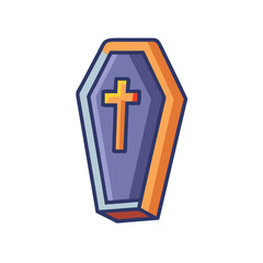 Obraz premium Coffin with Cross Vector Color Icon Illustration