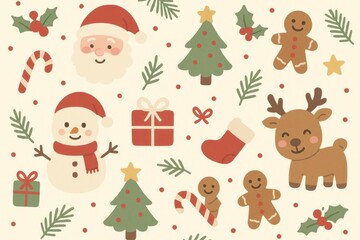 Fototapeta premium Festive holiday illustration with characters background