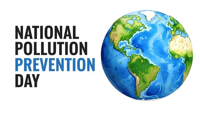 National pollution prevention day with globe illustration on white - Powered by Adobe