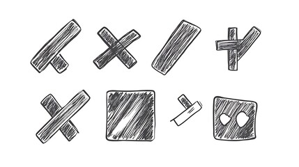 Monochrome Abstract Geometric Icons Set  Distressed Style