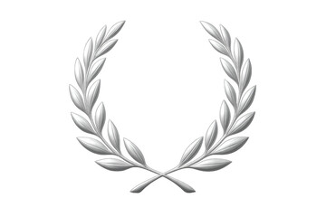 Silver laurel wreath symbol representing victory, success, honor, and prestige on transparent background
