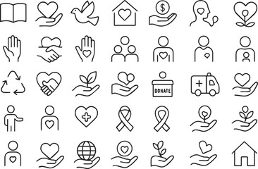 Fototapeta premium Social Responsibility Line Icons Set – 40 Editable Stroke Icons