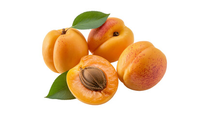 fresh ripe apricots isolated on transparent background