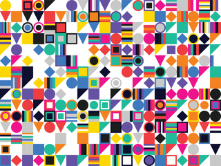 Vibrant geometric pattern background with colorful modern mosaic shapes for abstract design. isolated PNG with Transparent Background