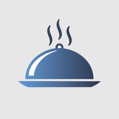 Fototapeta premium Blue food serving dish with steam rising from the top.