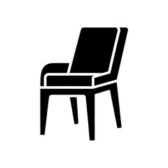 Illustration of a black modern chair on transparent background silhouette