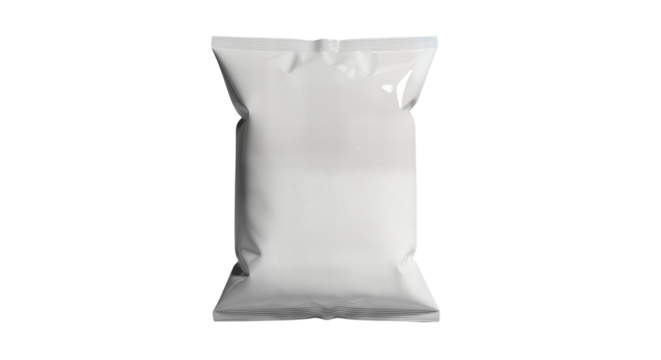 Blank or white plastic bag snack packaging isolated on white