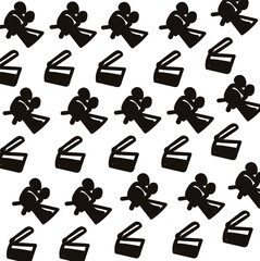 Video cameras and the clasp of film takes create texture.