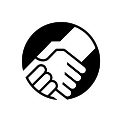 Illustration of a handshake in circle on transparent background silhouette
