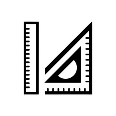 Illustration of a ruler and protractor on transparent background silhouette