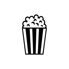 Popcorn in a striped container icon on transparent background silhouette
