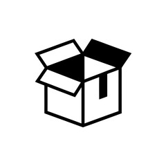 Open cardboard box outline illustration on transparent background silhouette