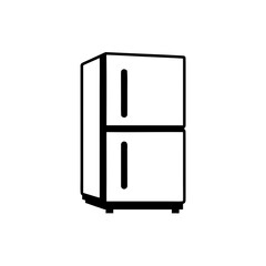 Illustration of a two door fridge on transparent background silhouette