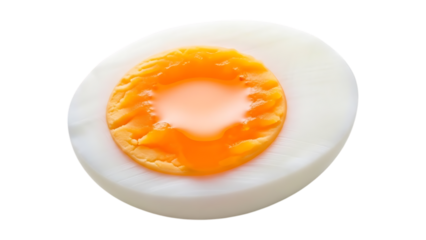 Soft boiled egg cross-section with runny orange yolk food