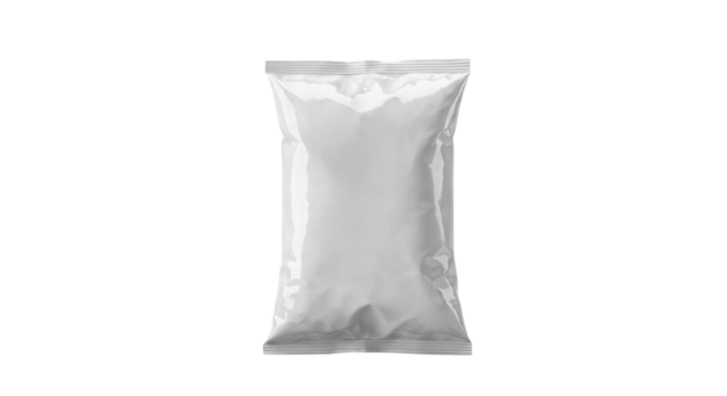 Blank or white plastic bag snack packaging isolated on white