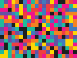 Vibrant geometric seamless pixel pattern background texture for digital media and retro design isolated PNG with Transparent Background