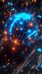 Obraz premium Intricate Digital Visualization of Cerebral Circuitry with Luminous Connections for Engineering