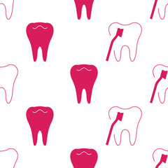 dentist tooth seamless pattern isolated on transparent background.