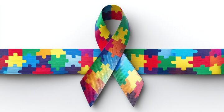 Colorful Puzzle Ribbon Representing Autism Awareness and Support