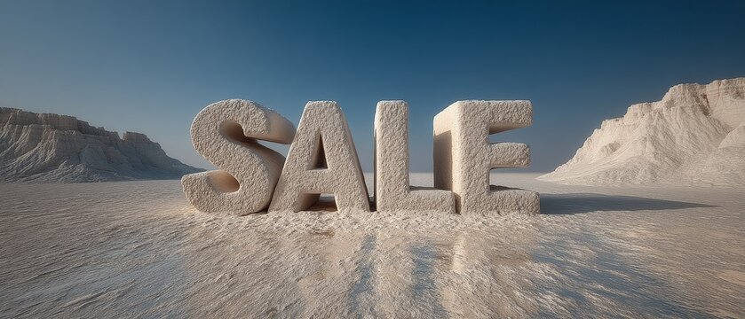 Winter sale extravaganza snow typography and frozen letters on icy landscape for seasonal discounts