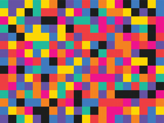 Vibrant abstract geometric pixel art seamless pattern background texture in retro 8-bit style isolated PNG with Transparent Background