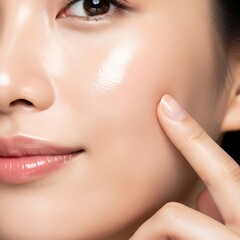 Close up beauty portrait of radiant skin and facial care