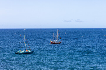 Fototapeta premium Sailing boats in the bay, Atlantic Ocean. Tenerife, Canary Islands.