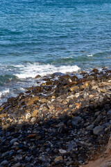 Seascape, Atlantic Ocean waves washing the shore. Tenerife, Canary Islands.