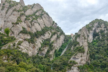 Funicular de Sant Joan near Montserrat Abbey, Barcelona, Catalonia, Spain.