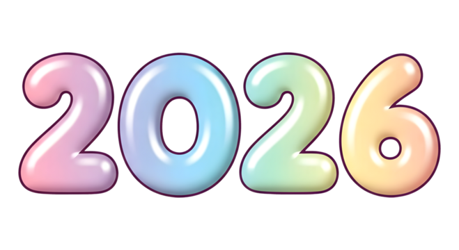 2026 Pastel Color Soft Rounded Glossy Balloon Typography