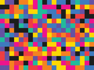 Seamless colorful pixelated geometric pattern background for digital design and retro aesthetic isolated PNG with Transparent Background