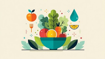 Vibrant bowl of fresh fruits and vegetables for healthy eating