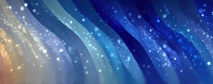 Abstract blue bokeh background with flowing curves and glittering light effects for modern digital design and wallpapers