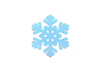 Stylized Blue Snowflake Icon with Soft Shine and Realistic Shadows on a Transparent Background