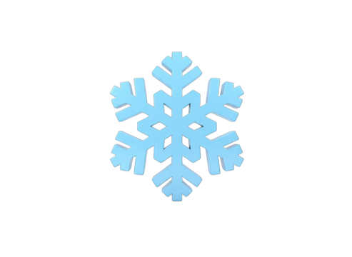 Stylized Blue Snowflake Icon with Soft Shine and Realistic Shadows on a Transparent Background - Powered by Adobe