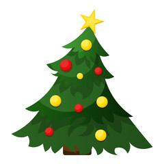 Vector image of a Christmas tree. New Year's celebration concept. Element for your design of cards, greetings, etc.