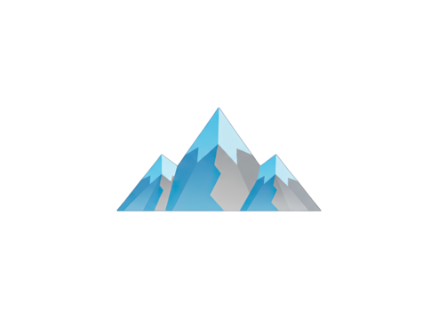 Stylized Mountain Peaks Icon with Blue and Gray Tones on Transparent Background Representing Adventure and Nature
