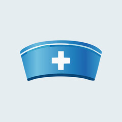 Obraz premium Blue Nurse Cap with White Cross Symbol.