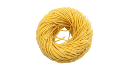 Isolated noodle nest Italian pasta nests coil uncooked food ingredient delicious cooking