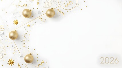 Fototapeta premium Elegant 2026 New Year Background with Golden Ornaments.