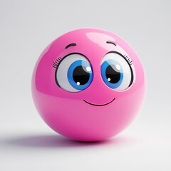 Fototapeta premium Cheerful Pink Emoji with Big Eyes for Modern Digital Designs and Content Creation in 3D Vector Style