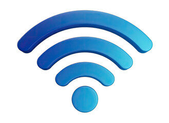 Three Dimensional Blue Wi-Fi Signal Icon With Gradient Shading On A Black Background Representing Wireless Internet Connectivity And Network Access