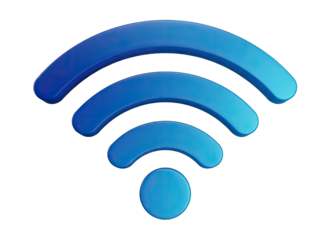 Three Dimensional Blue Wi-Fi Signal Icon With Gradient Shading On A Black Background Representing Wireless Internet Connectivity And Network Access