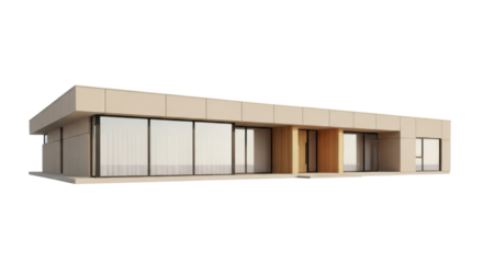 Isolated House exterior rendering, flat roof architectural model, modern architectural design