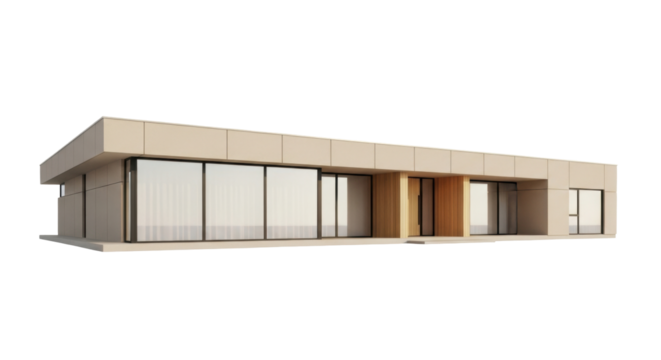 Isolated House exterior rendering, flat roof architectural model, modern architectural design