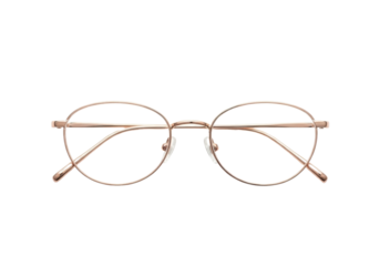 Isolated thin metal round eyeglasses, minimal optical eyewear, fashion eye glasses vision care