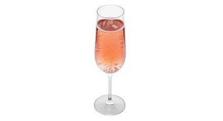 Isolated pink champagne in a transparent glass ready for a celebration or party at a bar