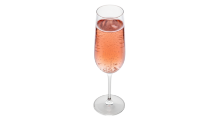 Isolated pink champagne in a transparent glass ready for a celebration or party at a bar
